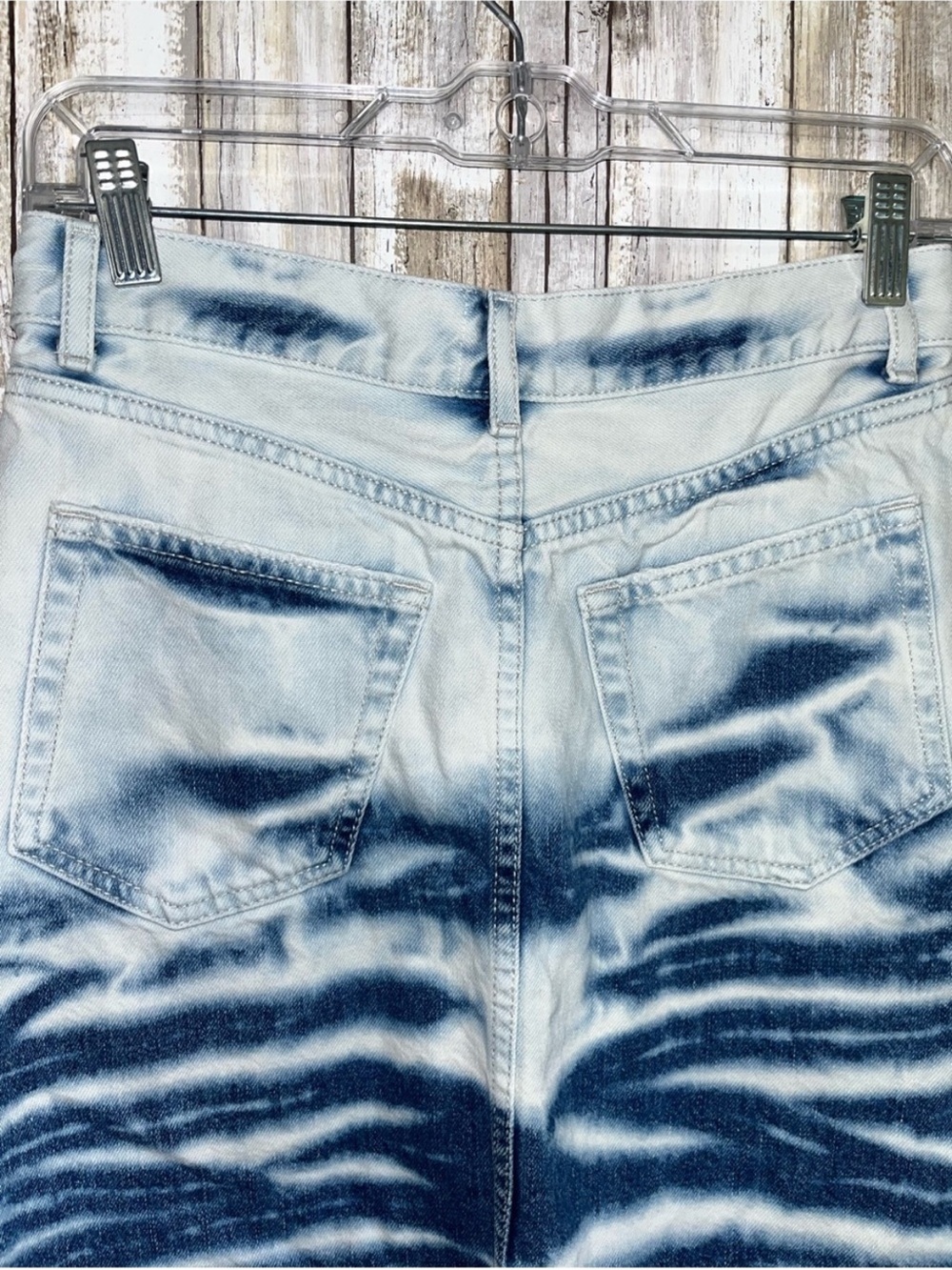 Zara Tie Dye Denim Mini Skirt High Rise Raw Hem Festival Y2K Size S - Picture 5 of 6